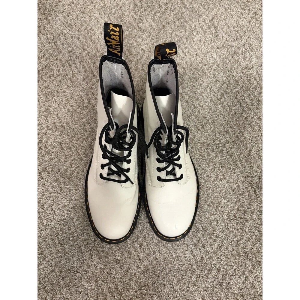 Dr. Martens 1460 Women’s White Leather Combat Ankle Boots US 10